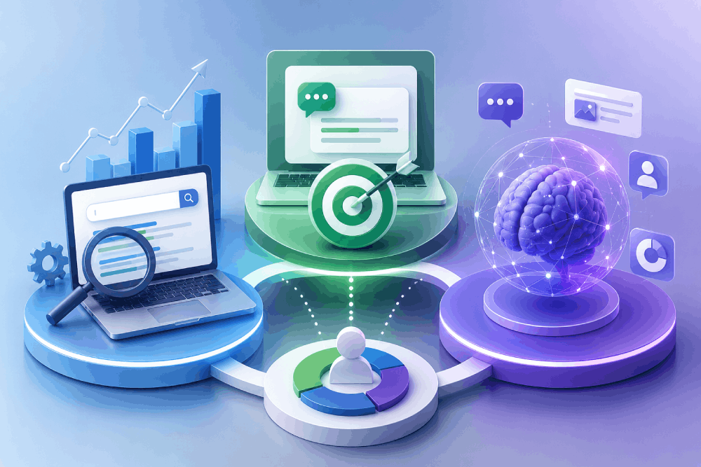 AI-powered marketing growth and automation for AEO, GEO and SEO in the age of AI search